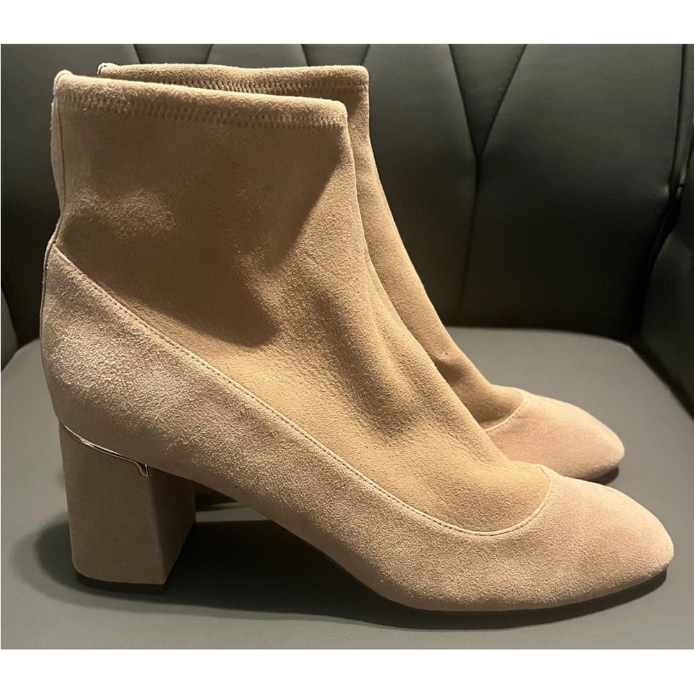 Cole Haan Tan Baby Pink Suede Heeled Boots 10.5 B